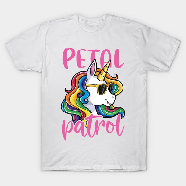 Flower Girl Shirt Wedding Unicorn Petal Patrol T-Shirt by Pennelli Studio